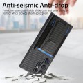 For Samsung Galaxy S22 Ultra 5G Carbon Fiber Fold Stand Elastic Card Bag Phone Case(Black)