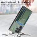 For Samsung Galaxy S22 Ultra 5G Carbon Fiber Fold Stand Elastic Card Bag Phone Case(Green)