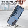 For Samsung Galaxy S22+ 5G Carbon Fiber Fold Stand Elastic Card Bag Phone Case(Blue)