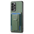 For Samsung Galaxy A52 Carbon Fiber Fold Stand Elastic Card Bag Phone Case(Green)