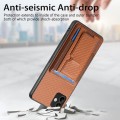 For Samsung Galaxy M32 4G Carbon Fiber Fold Stand Elastic Card Bag Phone Case(Brown)