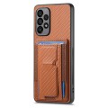 For Samsung Galaxy M23 5G Carbon Fiber Fold Stand Elastic Card Bag Phone Case(Brown)