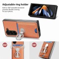 For Samsung Galaxy Z Fold6 5G Carbon Fiber Card Wallet Fold Ring Holder Phone Case(Brown)