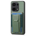 For Xiaomi Redmi 10A Carbon Fiber Fold Stand Elastic Card Bag Phone Case(Green)