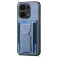 For Xiaomi Redmi Note 10 4G Carbon Fiber Fold Stand Elastic Card Bag Phone Case(Blue)