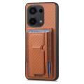 For Xiaomi Poco X3 NFC Carbon Fiber Fold Stand Elastic Card Bag Phone Case(Brown)