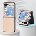 For Samsung Galaxy Z Flip6 5G Carbon Fiber Texture Shockproof Phone Case(Khaki)