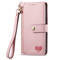 For ZTE Blade A34 Love Zipper Lanyard Leather Phone Case(Pink)