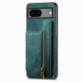 For Google Pixel 6 Retro Leather Zipper Wallet Back Phone Case(Green)