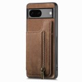 For Google Pixel 6a Retro Leather Zipper Wallet Back Phone Case(Brown)