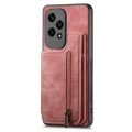 For Honor 60 Pro Retro Leather Zipper Wallet Back Phone Case(Pink)