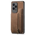 For Honor 60 Pro Retro Leather Zipper Wallet Back Phone Case(Brown)
