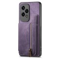 For Honor 70 Pro Retro Leather Zipper Wallet Back Phone Case(Purple)