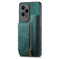 For Honor 70 Pro Retro Leather Zipper Wallet Back Phone Case(Green)