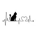 10 PCS Cat Heartbeat Lifeline Shape Vinyl Decal Creative Car Stickers Car Styling Truck Accessories,