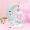 Moon Resin Cartoon Romantic Bedroom Decor Night Lamp Baby Kids Birthday Xmas Gift(Blue)