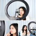 18 inch+6 Phone Clips+Microphone Pole Dimmable Color Temperature LED Ring Fill Light Live Broadcast