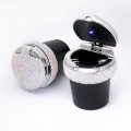 Studded Diamond Car Ashtray with Led Lamp(Bright Black)