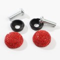 Car License Plate Modification Screw Cap Diamond-encrusted Solid Seal Anti-theft Screws(Red)