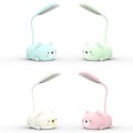 Cartoon Cat Design LED Eye Protection Reading Lamp USB Rechargeable Desk Lamp(Green)
