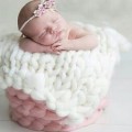 50x50cm New Born Baby Knitted Wool Blanket Newborn Photography Props Chunky Knit Blanket Basket Fill