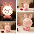 Fashion Cute Cartoon Rabbit LED 3-modes Dimming Touch Control Bedside Lamp, US Plug(Pink)