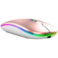 3 Keys RGB Backlit Silent Bluetooth Wireless Dual Mode Mouse (Rose Gold)