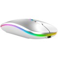 3 Keys RGB Backlit Silent Bluetooth Wireless Dual Mode Mouse (Silver)