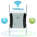 KP1200 1200Mbps Dual Band 5G WIFI Amplifier Wireless Signal Repeater, Specification:EU Plug(White)