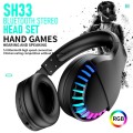 SH33 Bluetooth Wired Dual-mode RGB Headset Mobile Phone Heavy Bass Noise Reduction Gaming Headset(Bl