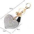 Heart Keychain Leather Tassel Gold Key Holder Metal Crystal Key Chain Keyring Charm Bag Auto Pendant