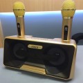SDRD SD-301 2 in 1 Family KTV Portable Wireless Live Dual Microphone + Bluetooth Speaker(Gold)