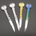 Mini Key Knife Camp Outdoor Keyring Ring Keychain Fold Self Defense Security Multi Tool(Gold)