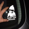 20pcs 14*9CM BABY ON BOARD Cool Rear Reflective Sunglasses Child Car Stickers Warning Decals(Black)