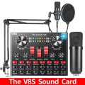 V8S Sound Card Mobile Phone Computer Anchor Live K Song Recording Microphone, Specification:V8S  + B