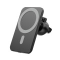 F18 15W Metal Glass Car Air Outlet Bracket Magsafe Magnetic Wireless Charger(Black)