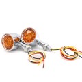 1pair Motorcycle Universal Retro LED Turn Signal Light(Electroplating Shell Yellow Cover)
