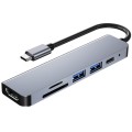 AD-033 6 In 1 USB-C / Type-C To 4K HDMI + SD / TF Card Slot + PD USB-C / Type-C Charging + 2 USB 3.0