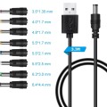 8 In 1 DC Power Cord USB Multi-Function Interchange Plug USB Charging Cable(Black)