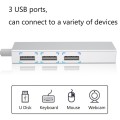 YH-U1009 3 x USB 3.0 + RJ45 to USB 3.0 External Drive-Free HUB for Laptops, Random Color Delivery