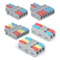 5pcs LT-3 3 In 3 Out Colorful Quick Line Terminal Multi-Function Dismantling Wire Connection Termina