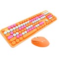Mofii Sweet Wireless Keyboard And Mouse Set Girls Punk Keyboard Office Set, Colour: Vibrant Orange M