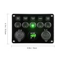 RV Yacht Car Combination Cat Eye Switch Dual USB Car Charging Control Panel With Voltmeter (Green Li