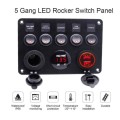 RV Yacht Car Combination Cat Eye Switch Dual USB Car Charging Control Panel With Voltmeter