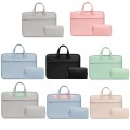 Baona BN-Q006 PU Leather Full Opening Laptop Handbag For 15/15.6/16 inches(Gray+Power Bag)