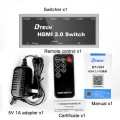 DTECH DT-7421 4K 60Hz 4 In 1 Out HD HDMI 2.0 Switch, CN Plug