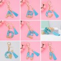 2 PCS English Alphabet Epoxy Tassel Keychain Bag Pendant(D)