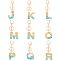 2 PCS Gold Foil Epoxy English Letter Keychain Bag Pendant(N)