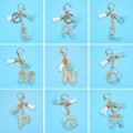 2 PCS Gold Foil English Letter Tassel Keychain Bag Decoration Pendant(K)