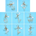 2 PCS Gold Foil English Letter Tassel Keychain Bag Decoration Pendant(S)